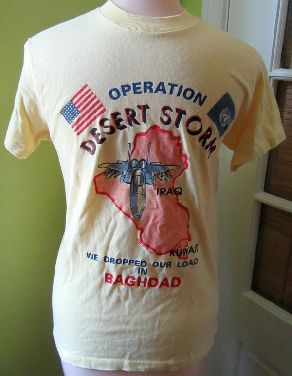 Vintage Operation Desert Storm T-Shirt We Dropped Our Load in Bagdad Military Collectibles