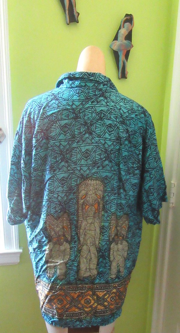 Mens Vintage Rayon Tiki Shirt 