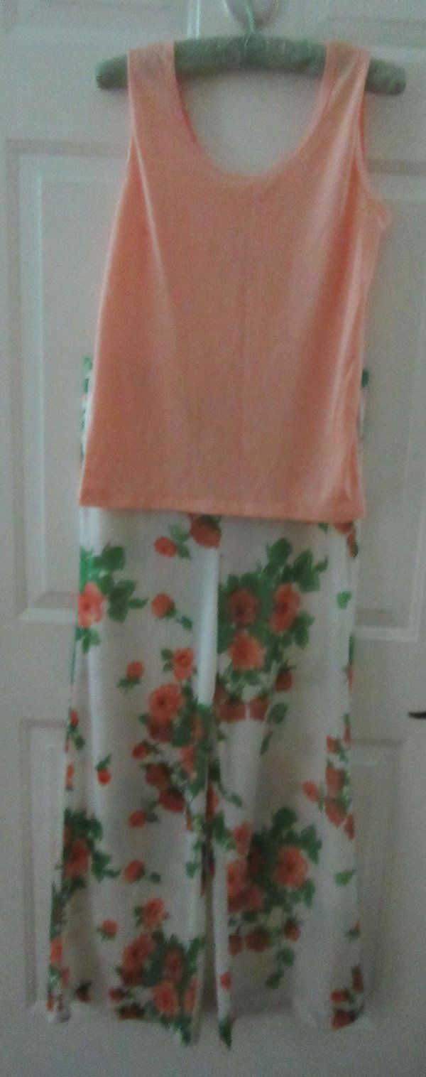1970's Palazzo Pants And Tank Top Ladies Vintage Clothing 