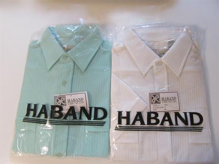 Vintage Men's Haband Polyester Short Sleeve Shirt White or Aqua Old Stock Never Worn Original Package  Sz