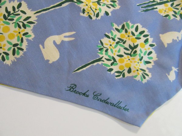 Vintage 1940's  Brooks Cadwallader Silk Scarf As Is