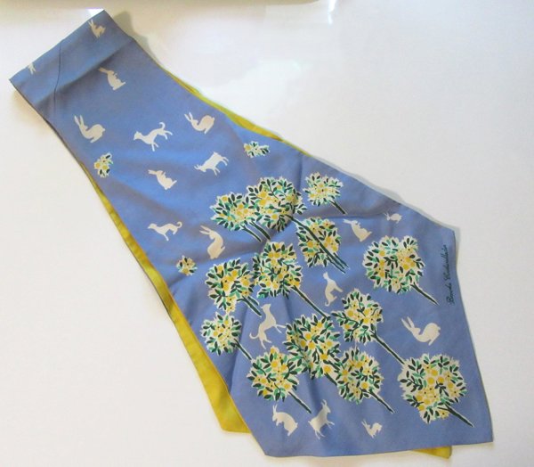 Vintage 1940's  Brooks Cadwallader Silk Scarf As Is