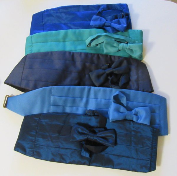 1990's Blue Cummerbunds Bow Ties Lot Formal Wear
