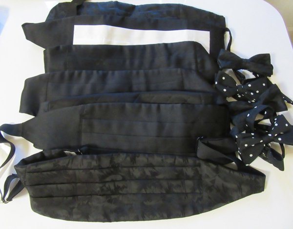 1990's Black Cummerbunds Bow Ties Lot Formal Wedding