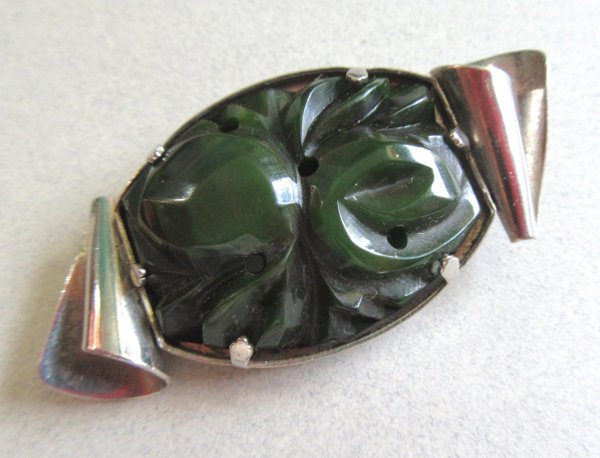 Bakelite Art Deco Pin Green Vintage Jewelry