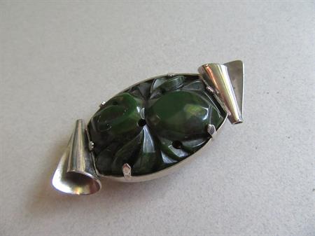 Bakelite Art Deco Pin Green Vintage Costume Jewelry