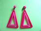 1960's Mod Earrings Clip Ons Hot Pink Vintage Costume Jewelry Twiggy Go Go