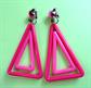 1960's Mod Earrings Clip Ons Hot Pink Vintage Costume Jewelry Twiggy Go Go