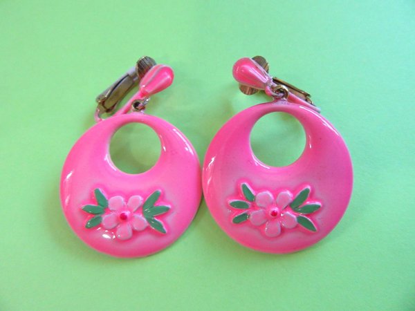 1960's Mod Pink Earrings ART Signed Vintage Jewelry