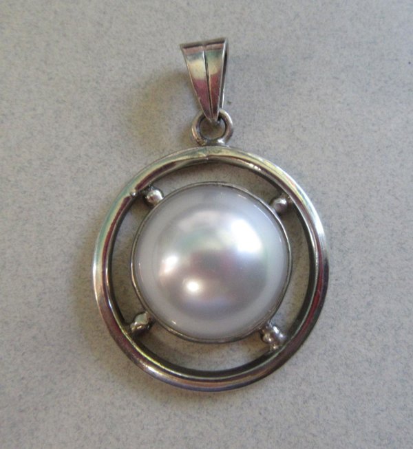 Sterling Silver Faux Pearl Pendant Nautical Fine Jewelry