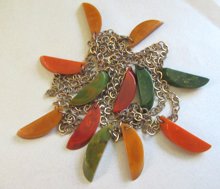  Bakelite Long Chain Necklace Half Moons Vintage Jewelry 