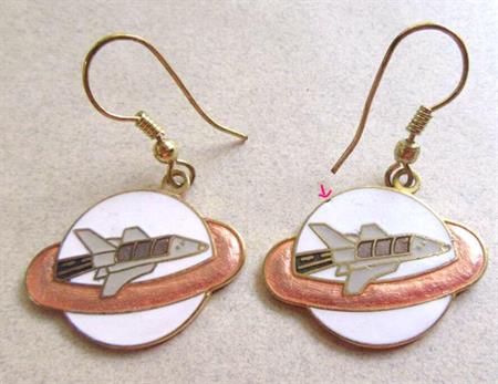 1980's Cloisonné Saturn Rocket Earrings Vintage Jewelry