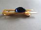 Vintage Swank Tie Bar Clip Sapphire Blue Glass Cabochon Mens Jewelry Tie Accessories Swing