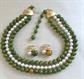 Mid Century Bakelite and Faux Pearl Multi Strand Choker Necklace and Earrings Set 1950's MCM Vintage Costume Jewelry