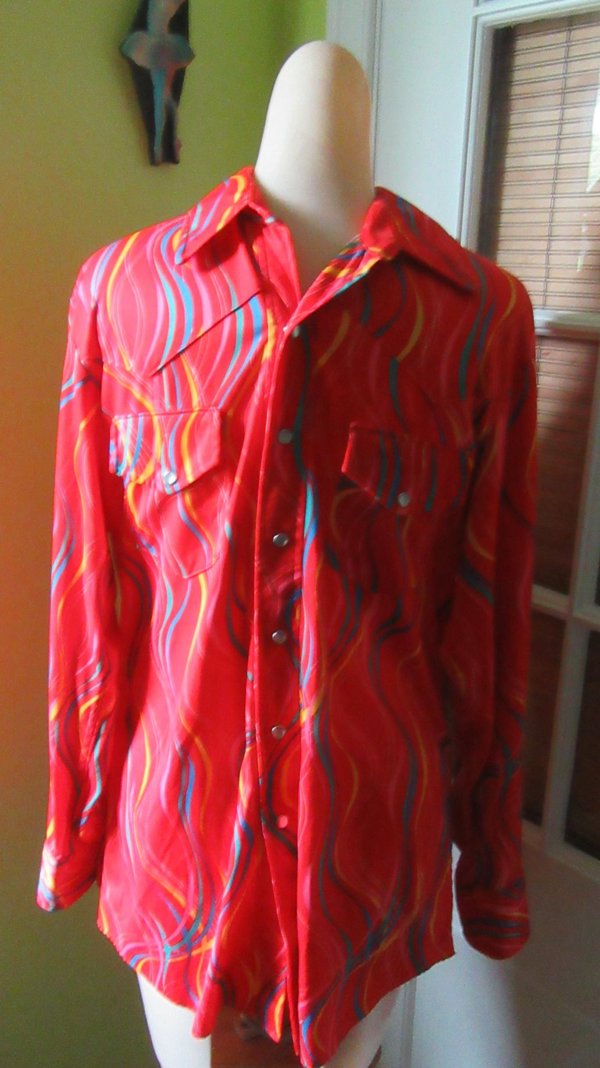 Men's 1970's Disco Western Shirt Vintage Clothing 