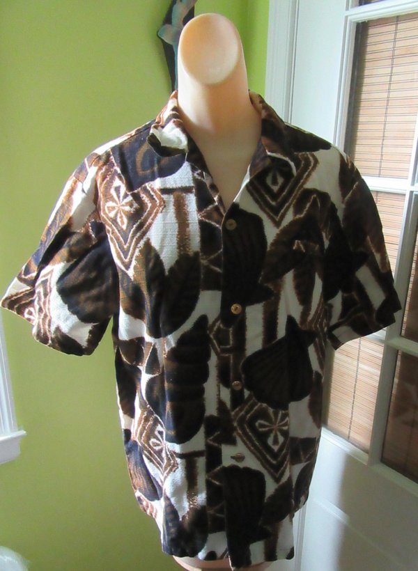 Men's Vintage Hawaiian Barkcloth Shirt Small