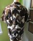 Vintage Small Hawaiian Barkcloth Shirt Seashell Graphics Earth Tones Luau Tiki