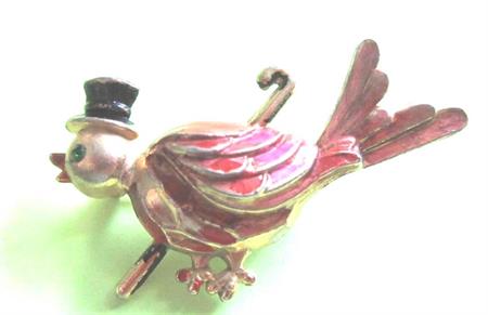 Gene Verrecchio for Coro Unsigned Mr. Bird Pin Vintage Jewelry