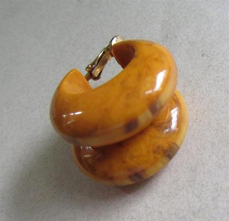 Bakelite Peanut Butter Clip On Earrings Vintage Costume Jewelry Fall Colors