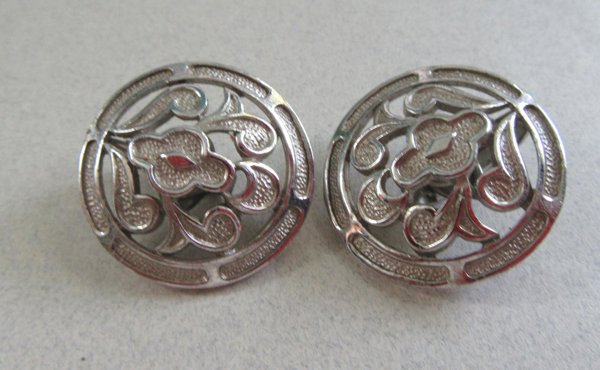 Trifari Earrings Silver Vintage Signed Jewelry