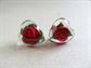 Vintage Red Earrings Lot 1950-'s And Up Lucite Heart Roses Reverse Carved Cloisonné 