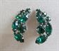 1950's Mid Century Emerald Green Rhinestone Earrings Unsigned Vintage Costume Jewelry '50's Accessories