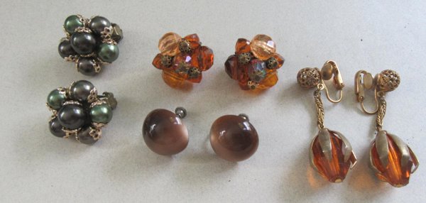 Vintage Cluster and More Earrings Lot 
