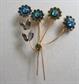 Vintage Blue Rhinestone Flower Pin Costume Jewelry