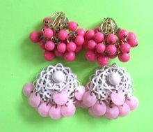 1950's  Pink Cha Cha Earrings '50's Accessories