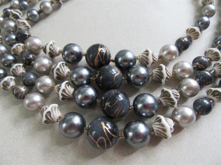 1950s Glass and Faux Pearl Necklace Japan Vintage Jewelry 