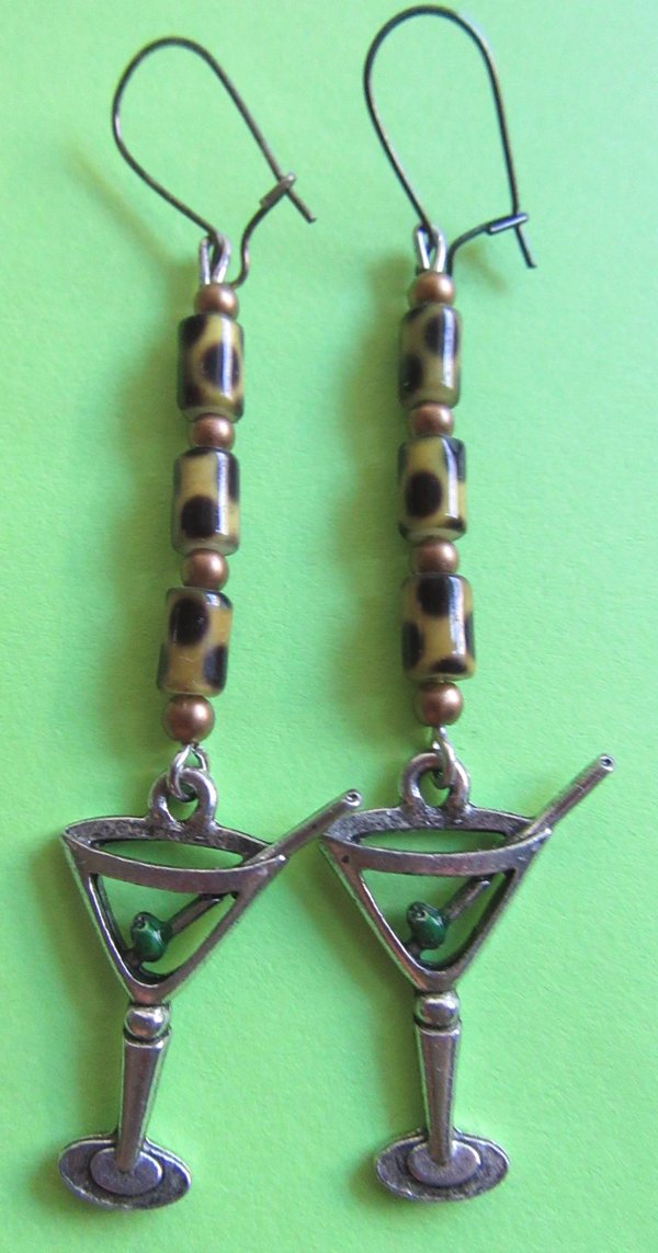 Glass Martini Pierced Earrings Your Choice Bartender Gift 