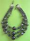 1950's Grey Multi Strand Necklace Japan Glass Beads Vintage Costume Jewelry '50's Accessories