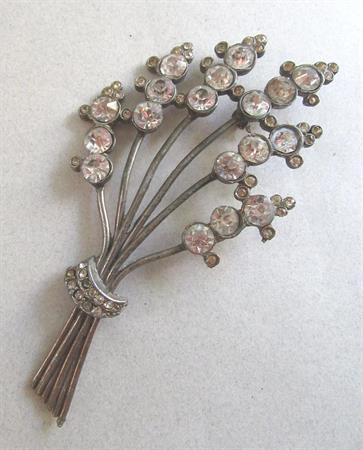 1940's Kantor Signed Rhinestone Spray Pin Needs Pinback Replaced  Destash  Vintage Costume Jewelry Upcycle Repurpose