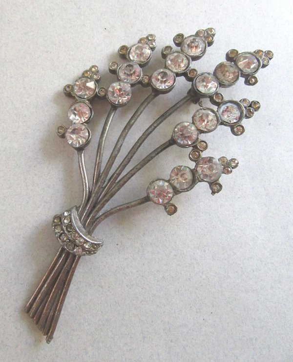 1940's Kantor Signed Rhinestone Pin Needs Pin Back 