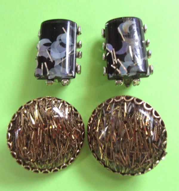 1950's Lucite Confetti Injected Earrings Vintage Jewelry