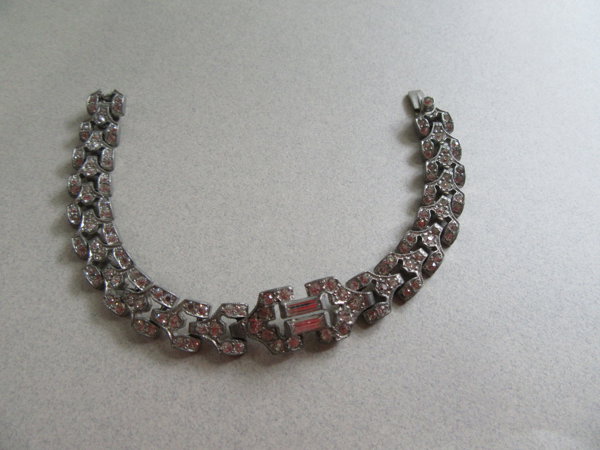 1920's Art Deco Rhinestone Bracelet Smaller Wrist Vintage Jewelry
