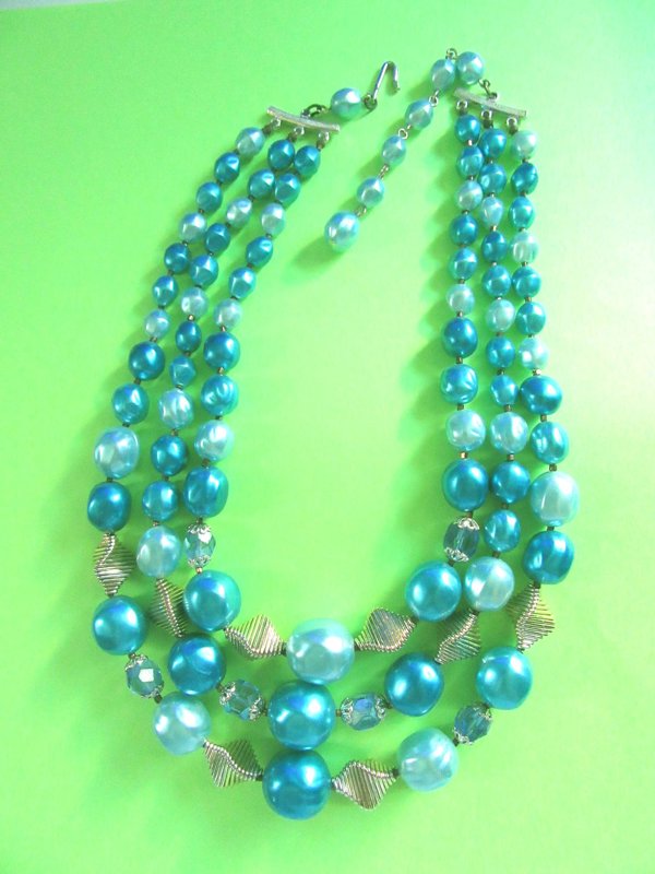 1950's Blue  Necklace Japan Crystals Vintage Jewelry 