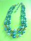 1950's Mid Century Modern Electric Blue Multi Strand Necklace Crystals and Metal Wavy Beads MCM Vintage Costume Jewelry '50's Avvess