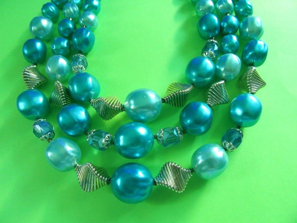1950's Blue  Necklace Japan Crystals Vintage Jewelry 