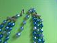 1950's Mid Century Modern Electric Blue Multi Strand Necklace Crystals and Metal Wavy Beads MCM Vintage Costume Jewelry '50's Avvess