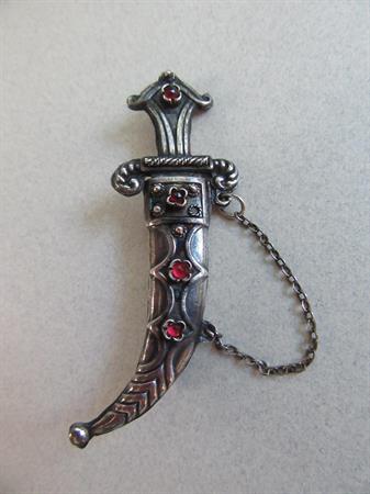 Vintage A. Stanetzky Jerusalem Signed Bohemian Garnets Sword or Saber  Pin Sterling Silver Fine Vintage Jewelry