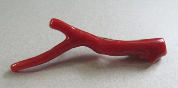 Genuine Red Coral Pin 800 Silver Fine Jewelry 