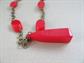 Bakelite Cherry Red Chunky Necklace Mid Century Needs Extension Chain and Clasp Vintage Costume Jewelry