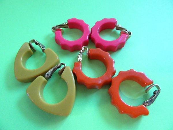 1960s Mod Lucite Earrings Lot Vintage Jewelry
