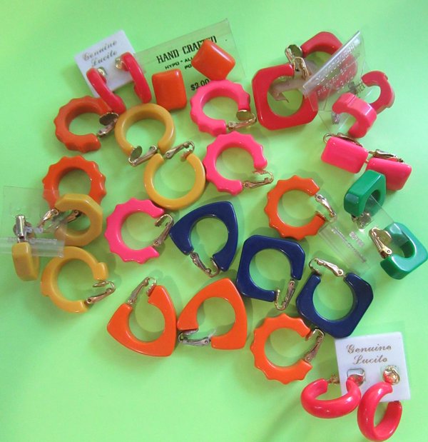 Vintage 1960's Mod Earrings Lot Some Wearable