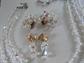 Vintage 1950's Aurora Borealis Crystal Jewelry Lot Necklace Two Pairs Clip On Earrings Costume Jewelry