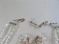 Vintage 1950's Aurora Borealis Crystal Jewelry Lot Necklace Two Pairs Clip On Earrings Costume Jewelry