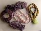 Three Genuine Stone Necklace Amethyst Rose Quartz Gemstone Jewelry Lot