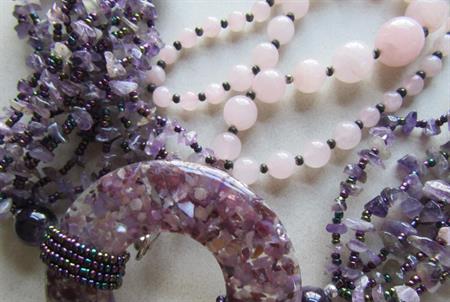 Genuine Stone Necklace Lot Amethyst Rose Quartz Gemstone 
