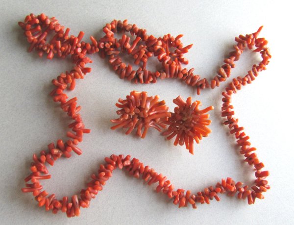 Vintage Genuine Coral Necklace Set Fine Jewelry